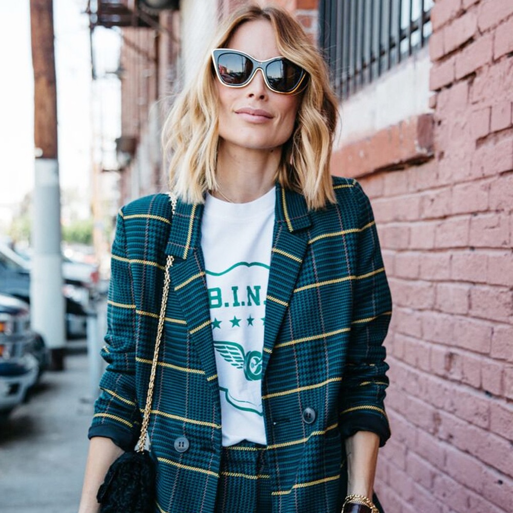 Anine Bing madeleine plaid blazer
